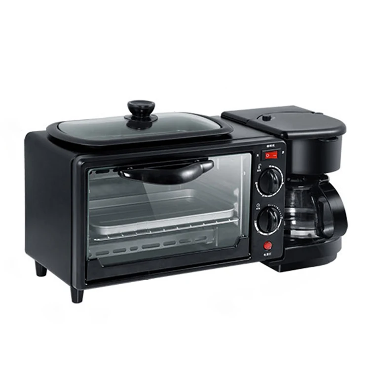 Electric Breakfast Pancake Maker Machine 3 In 1 Multi Function Breakfast Maker Machine With Toast Oven Coffee Pot Frying Pan