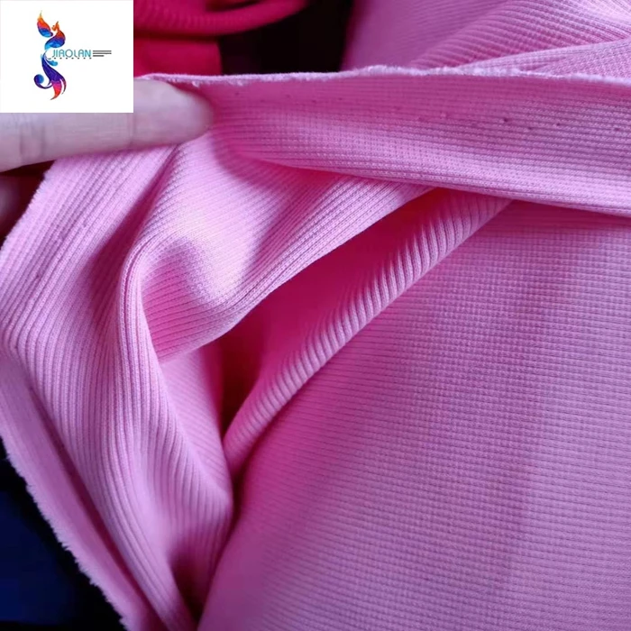 Stocklots Rib Fabric in Japan Best Selling High Quality Textile Four Colors 2*2 100% Cotton Jersey Fabric Plain Dyed COMBED Weft