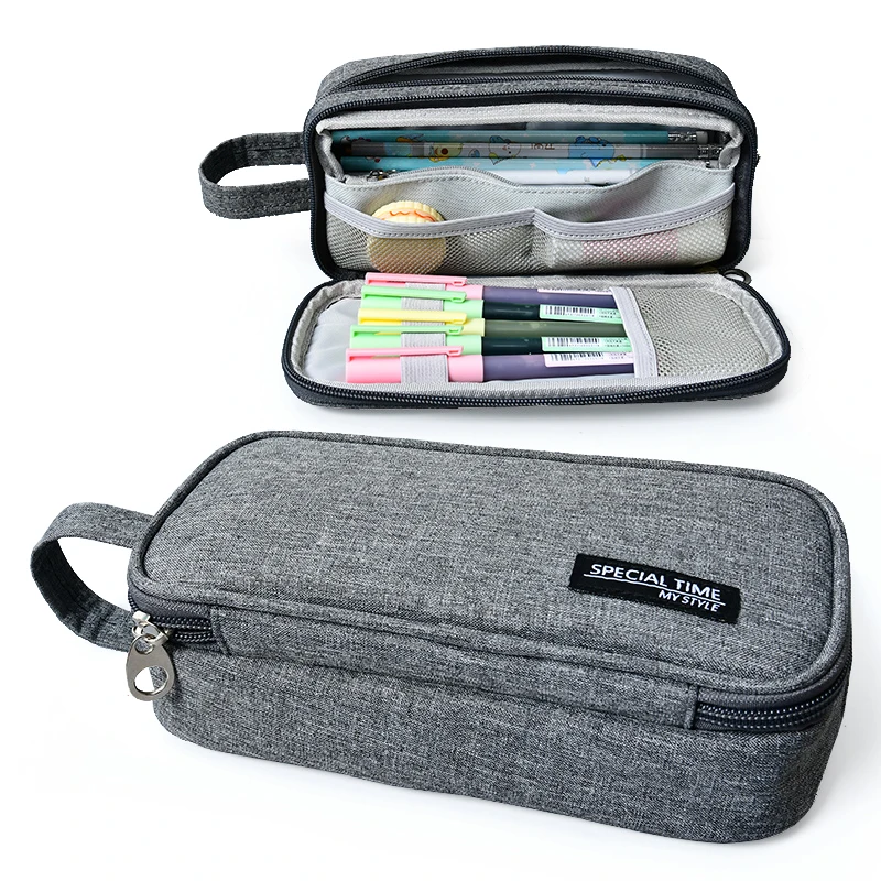 Пенал большой емкости с ручкой из парусины