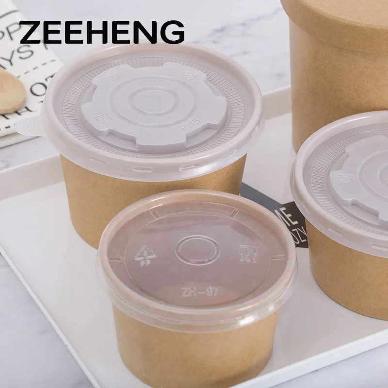 High quality disposable container food packaging takeaway kraft paper bowl soup bowl