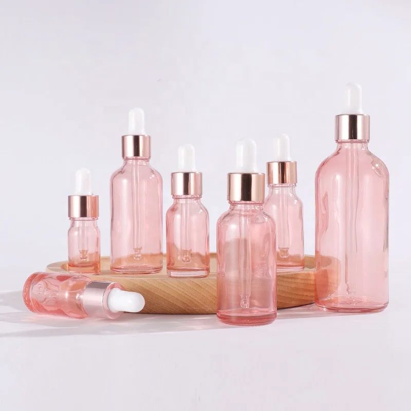 Skin Care Serum Pink Hair Oil Glass Dropper Bottle Rose Gold 5ml 10ml 15ml 30ml 50ml Amber Carton Personal Care 100ml Available