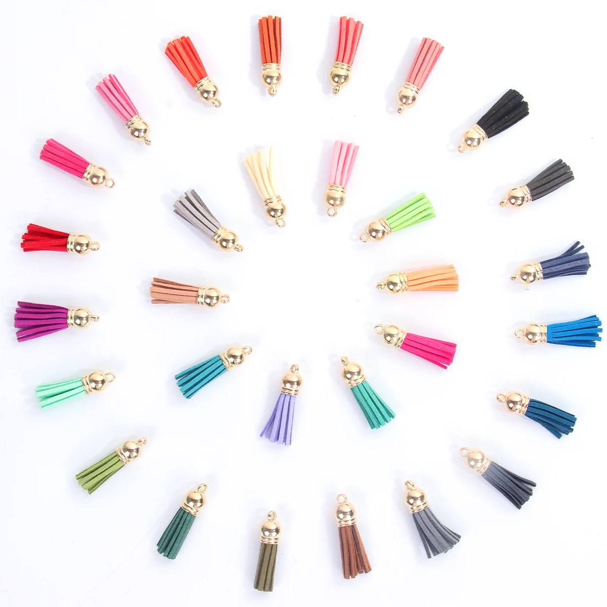3.8cm Colorful Korea Velvet Decorative Bulk Tassels Leather Keychain Suede Tassels Fringe for Jewelry Necklace Making Craft