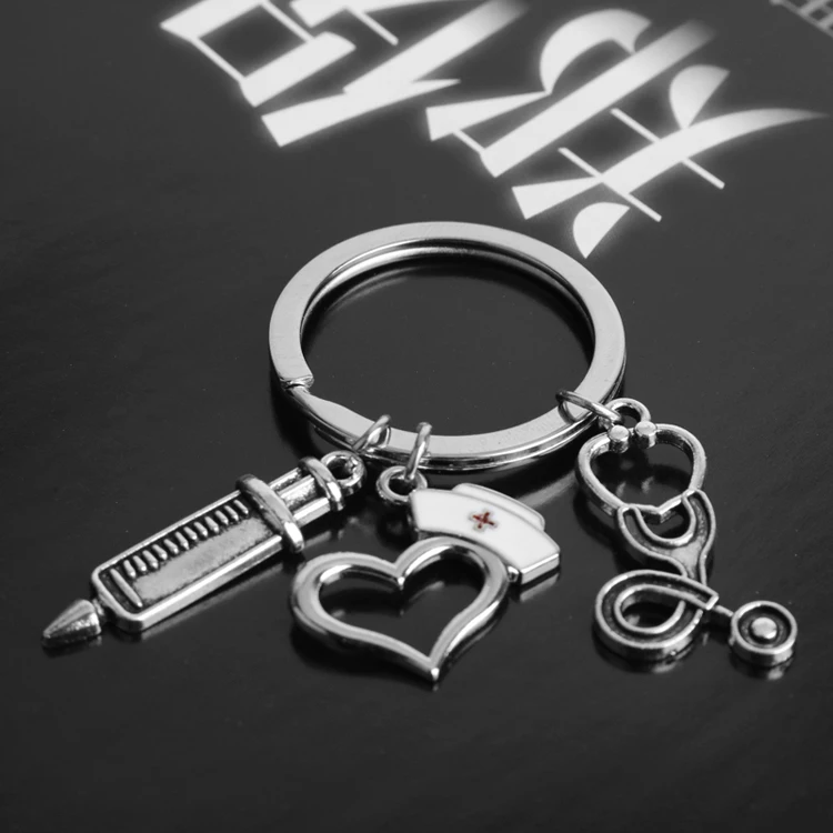 Trendy medical stethoscope keychains letter she believed she could so she did nurse doctor metal key chains for women man gift
