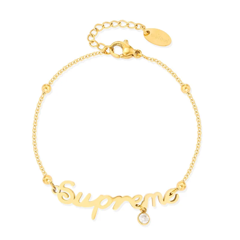 High Quality Titanium Steel Letter Bracelet for Women Non-Fading Stackable Wedding Engagement Charm Bracelet for Gifts Parties