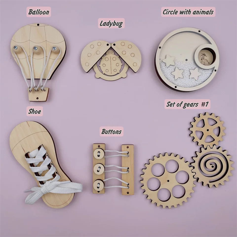 Busy Board Accessories Baby Education Diy Hourglass Shoe Maze Gears Montessori Sensory wooden toys
