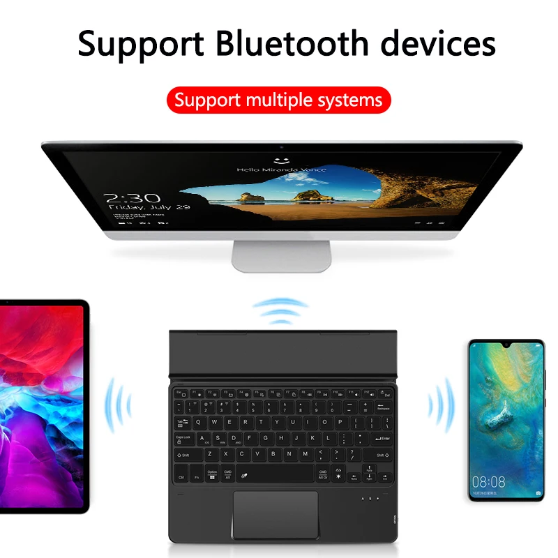 For Samsung Galaxy TAB S7 Plus + FE S6 Lite S5e S4 P610 Tab A8 A7 10.1 10.5 8.4  Wireless backlit keyboard with touch pad