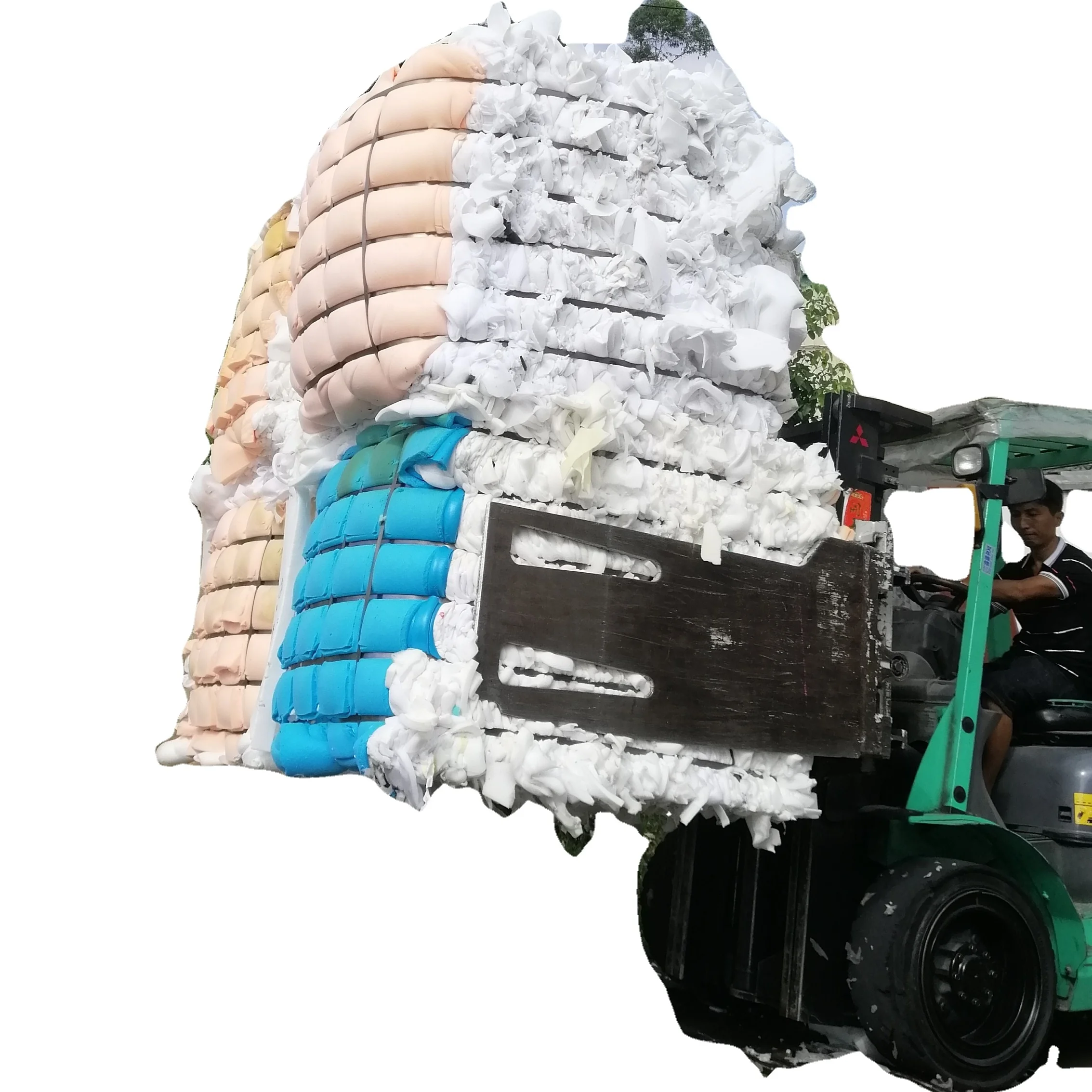 Fung Billion white color PU sponge scraps pu foam scrap for rebond foam Recycled polyurethane trims in bales