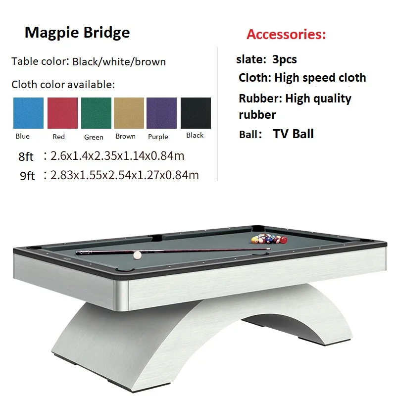 7ft 8ft 9ft modern design arched leg rainbow billiard pool table