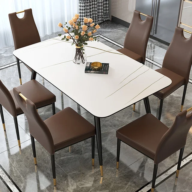 Modern Light Luxury Leather Backrest dining table and chair Family Dining Chairs