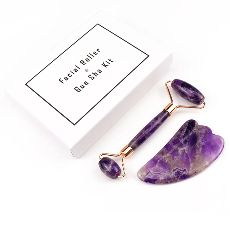 
100% Premium Quality Natural Massage Real New Amethyst Jade Facial Roller Of Custom Logo 