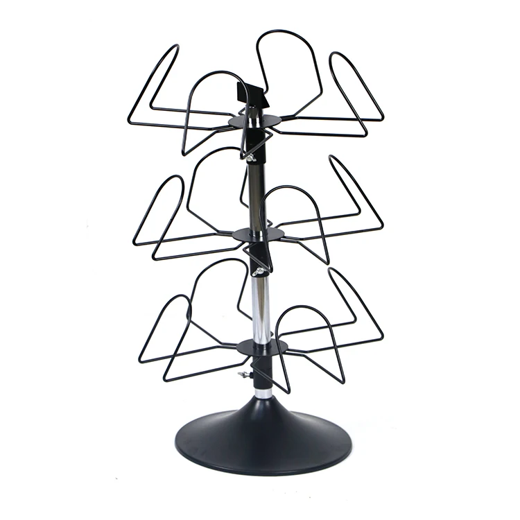 Spinner Black Powder Cated Countertop Baseball Cap Stand Three Tier  Hat Holder  Rack