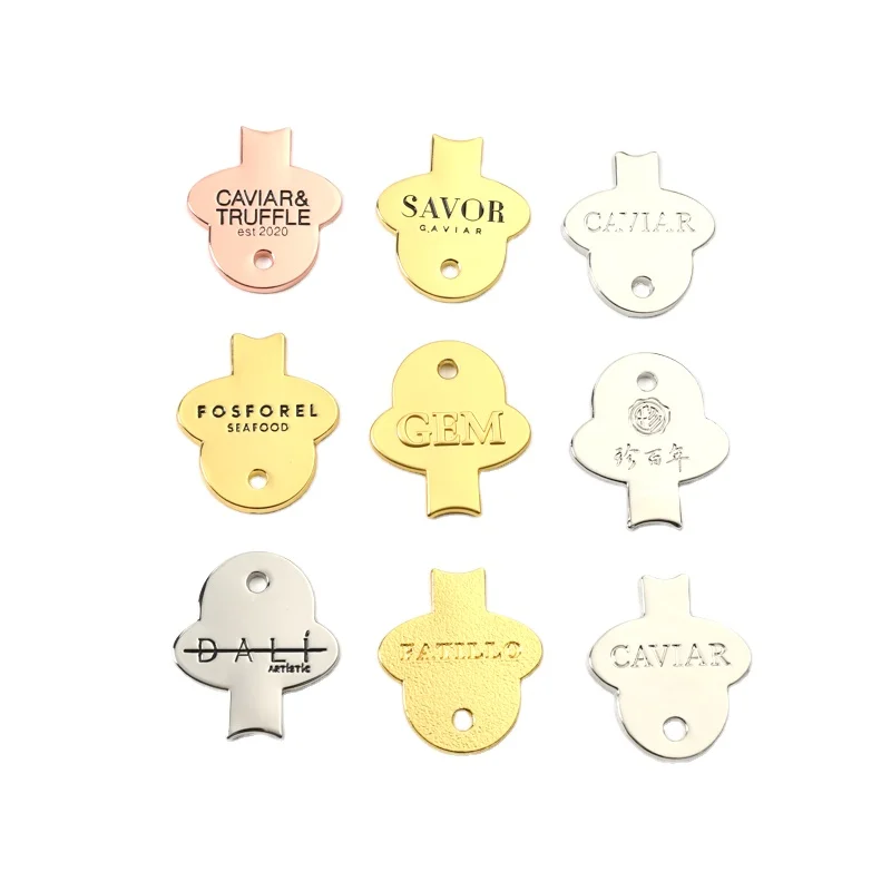 big size Custom fish logo label caviar tin opener caviar fish logos opener Keychain caviar can opener