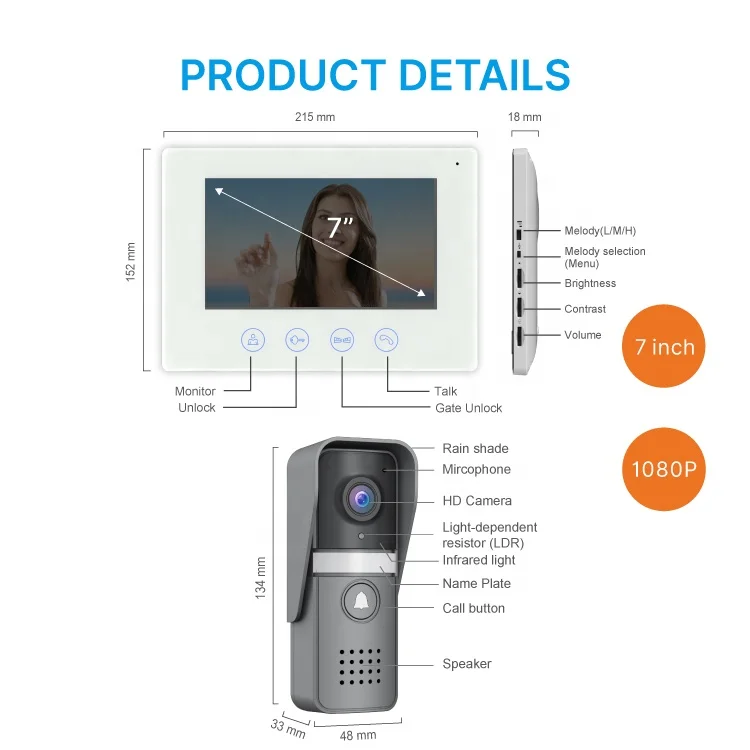 High quality hot sale smart 1080p video doorbell wireless ring doorbell camera wireless wifi video intercom video door phone