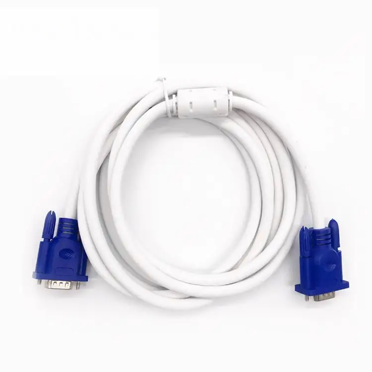 High transfer rate 6MM white VGA 3+4 male to male 1.5-30m HD date cable LCD video cable VGA interface device cable for HDTV