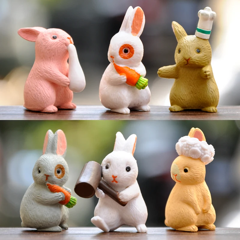 Cartoon Rabbit Figure Fairy Garden Accessories Table Decor Figurines & Miniatures
