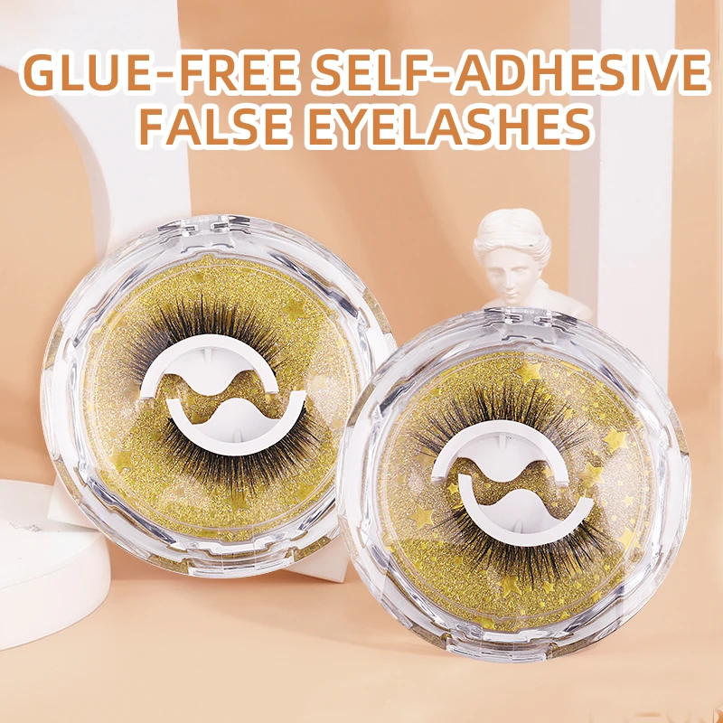 Reusable Self Adhesive Eyelashes No Glue or Eyeliner Needed,Easy To Apply 3 Secs To Put On, Stable/Non-slip Waterproof