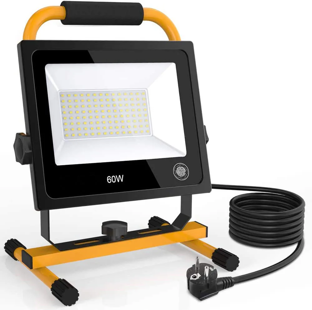 Outdoor portable 60W touch switch waterproof adjustable high power LED work light