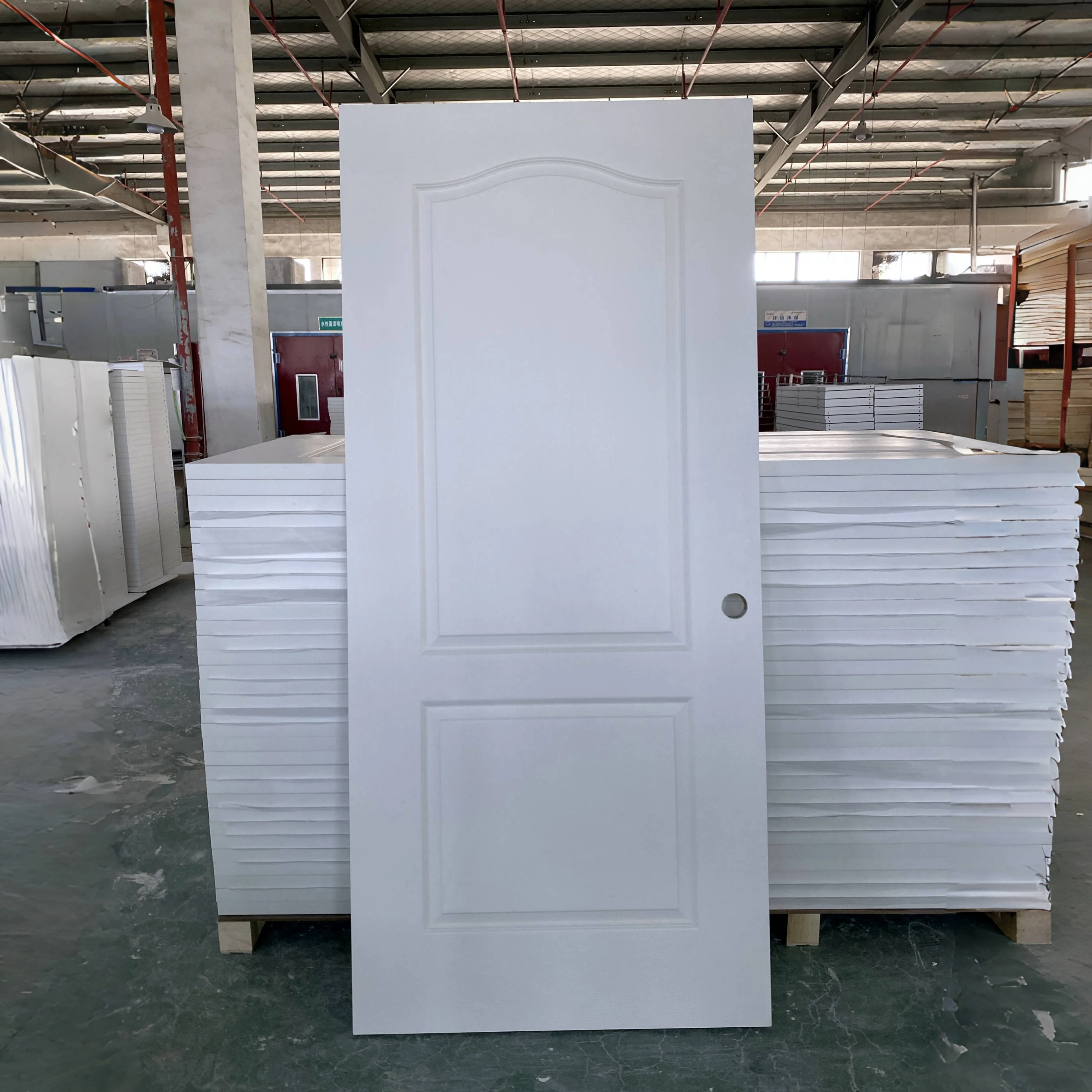 96 Inch 2 Panel White Pre Hung Interior Hollow Core Molded Wooden Doors For Home