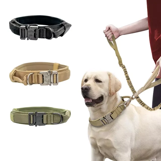 Double Thick Zinc Alloy Buckle Army Dog Nylon Pet Collar For Dog