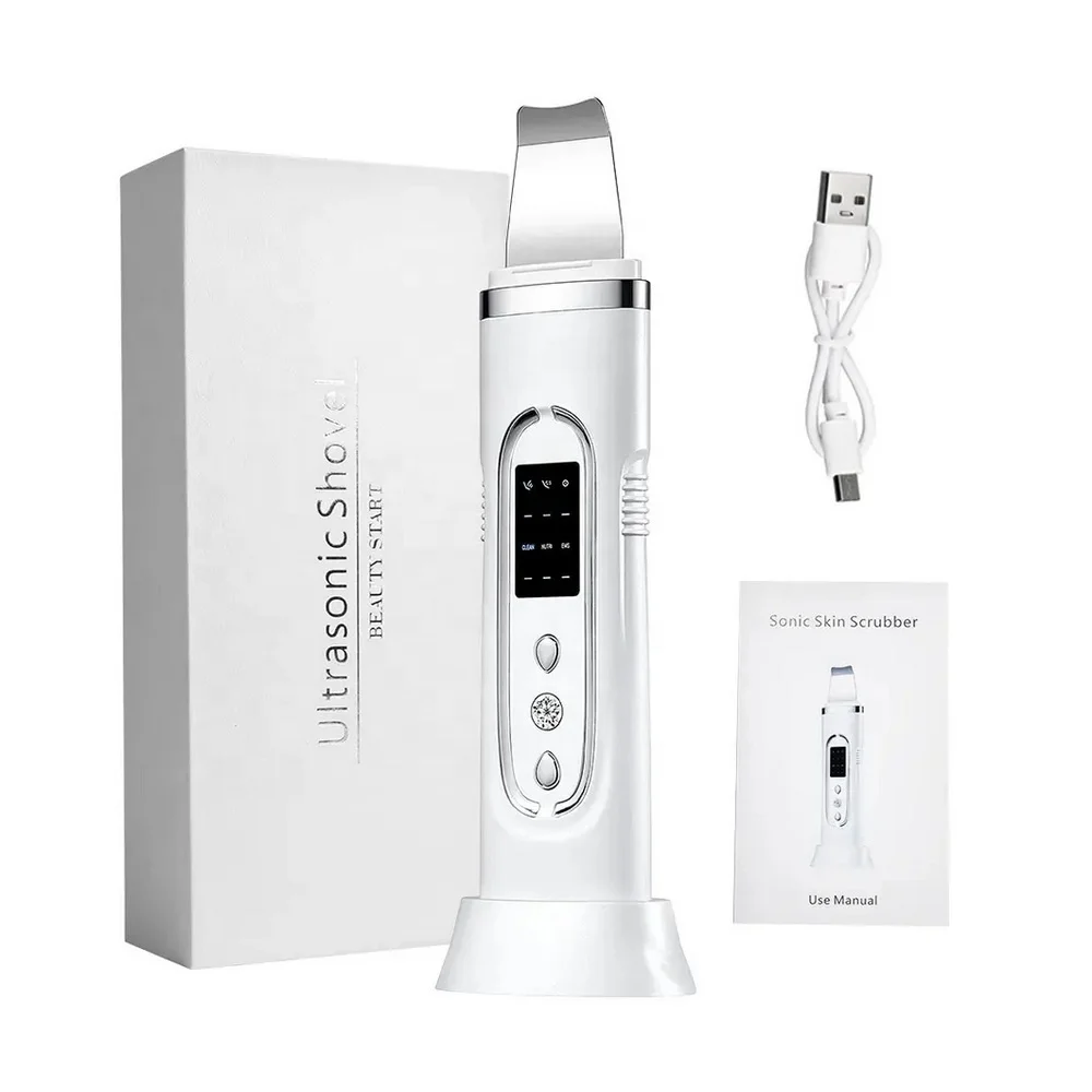 Portable Waterproof Ultrasonic Peeler Beauty Facial Rejuvenation Heat Skin Spatula Ultrasonic Deep Face Cleaning Machine
