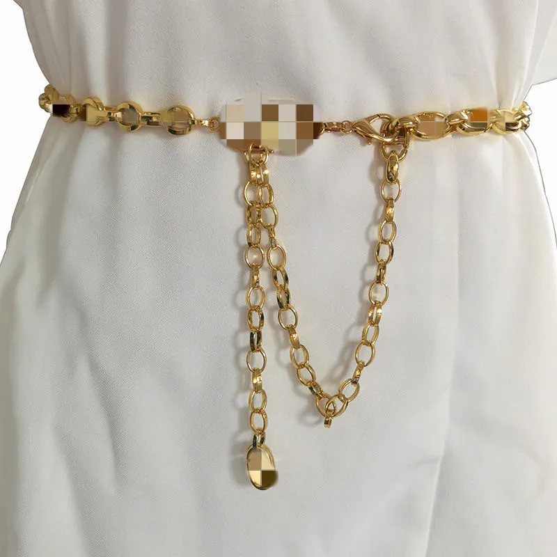 Wholesale Designer Chain Belts Ladies Gold Chain Belt with Letter for Women Dress Waist Chain Belt