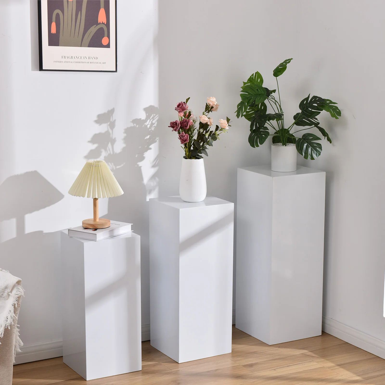 Cuboid Pedestal Stand Party Rectangle Dessert Table Display Boxes for Wedding Props Birthday Babyshower Party Event Decoration