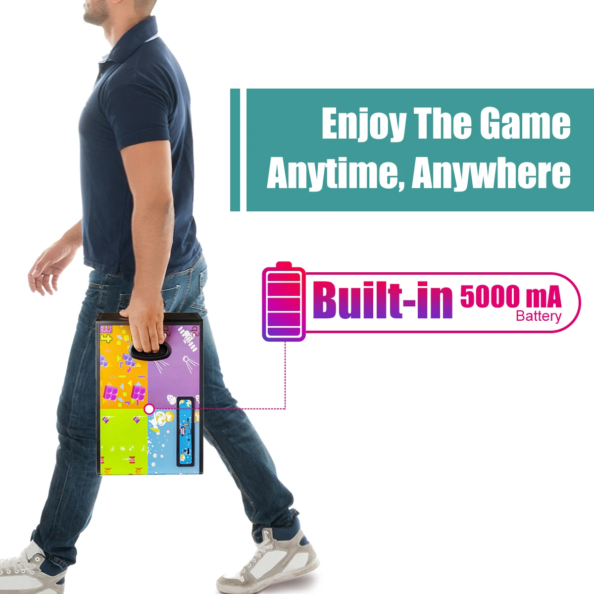 10.1 inch LCD Arcade Classic Game Machine Rechargeable Video Game Player with Built in 88 Games