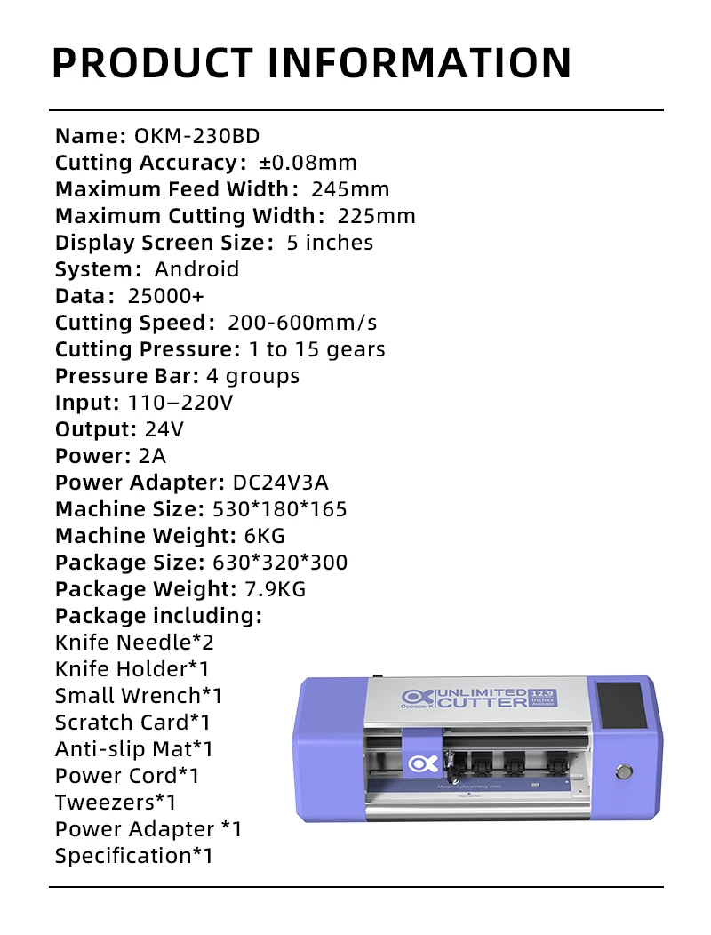 Oopspark Unlimited mobile phone screen protector plotter cutting machine TPU film Nano hydrogel film cutting machine