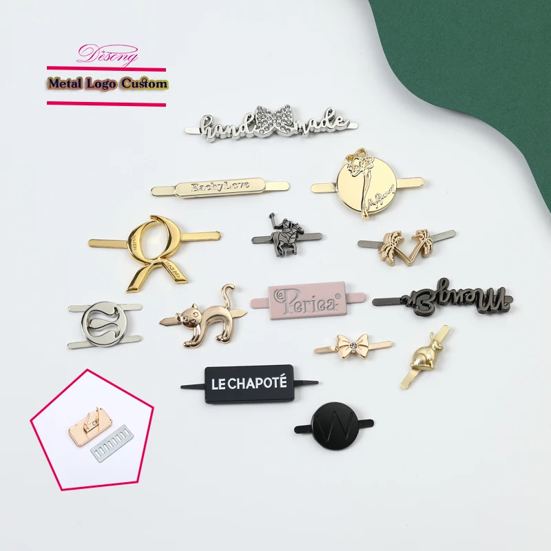 OEM/ODM Metal Logo Designer Bag Name Plate Customized Zinc Alloy Bag Logo For My Brand