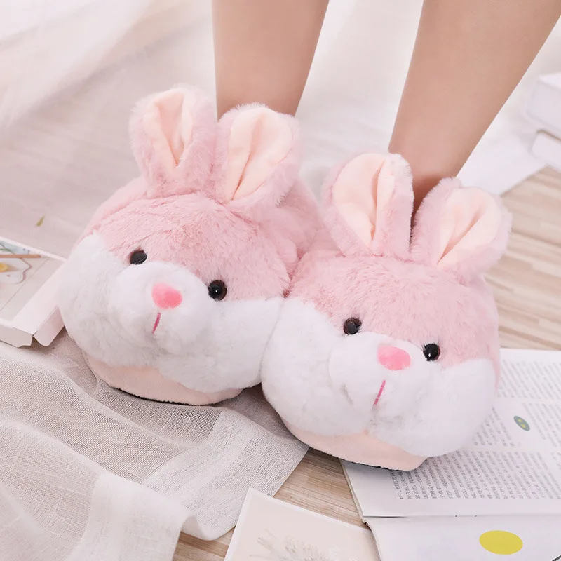 bulk european style plush pink rabbit popular slippers soft compressed stuffed toy for warming