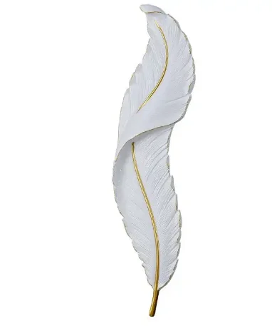 Modern Style Decoration Gold Metal Material Living Room Bedroom Corridor Interior Sconce Bracket Led Resin Feather Wall Lamps