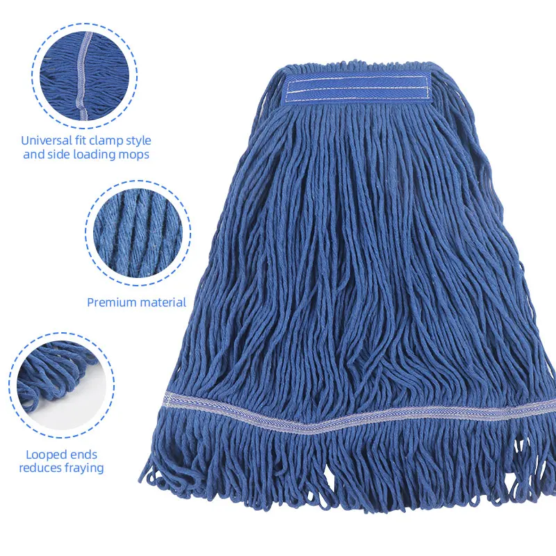 Heavy Duty Mop Head Commercial Replacement for General and Floor Cleaning Wet Industrial Cotton Looped End String