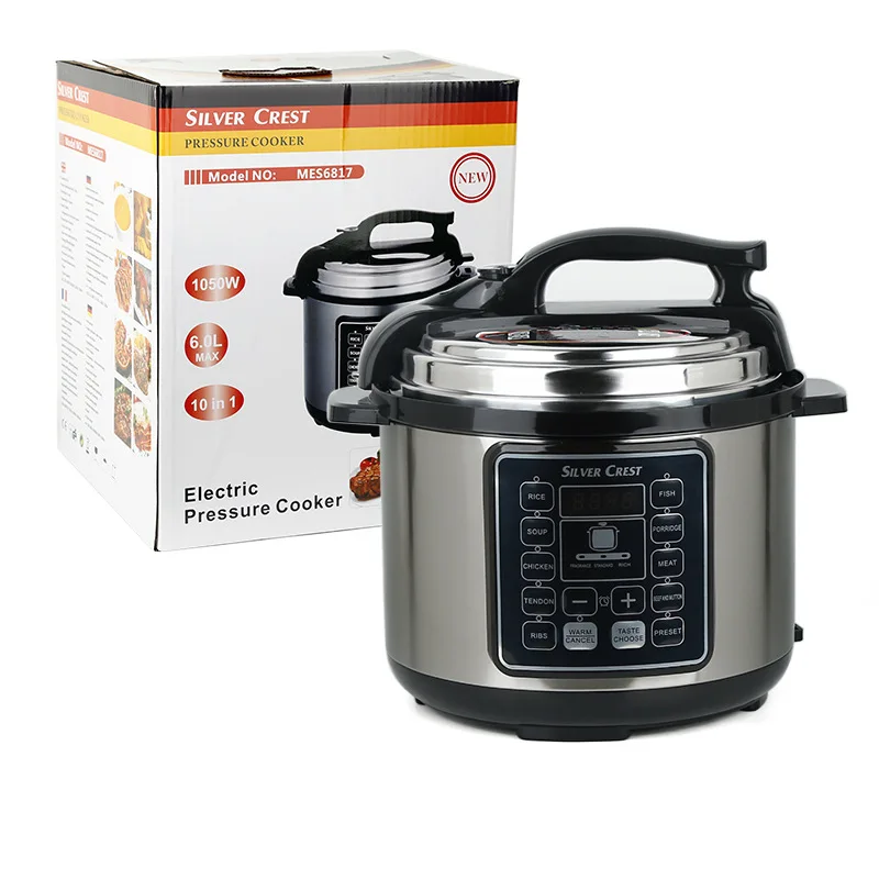 5L 6L Stainless Steel 10 In 1 Multifunctional All In 1 Silver Crest Smart LCD Home Digital Pressure Cooker Electric Rice Cooker