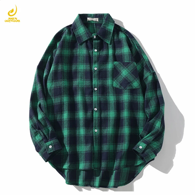 2023 Spring new big sizes drop shoulders Loose casual plaid long sleeve shirt Colorblock flannel checked shirt