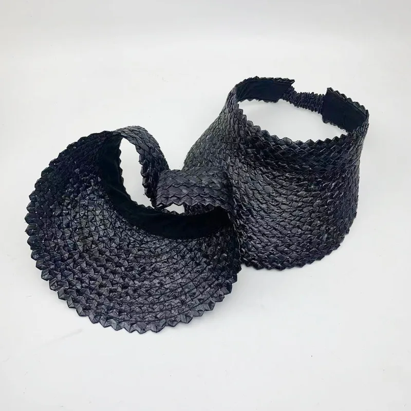 OEM Summer Beach Sunscreen Lady Sun Visor Hats Custom Embroidery Logo Women Handmade Raffia Empty Top Straw Hats