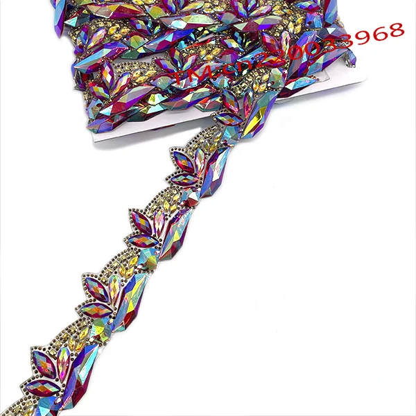 Handmade Iron On Heat Transfer Blue AB resin gems stone Applique Trim carnival craft Jewelry Hot fix Trimming For Costume Making