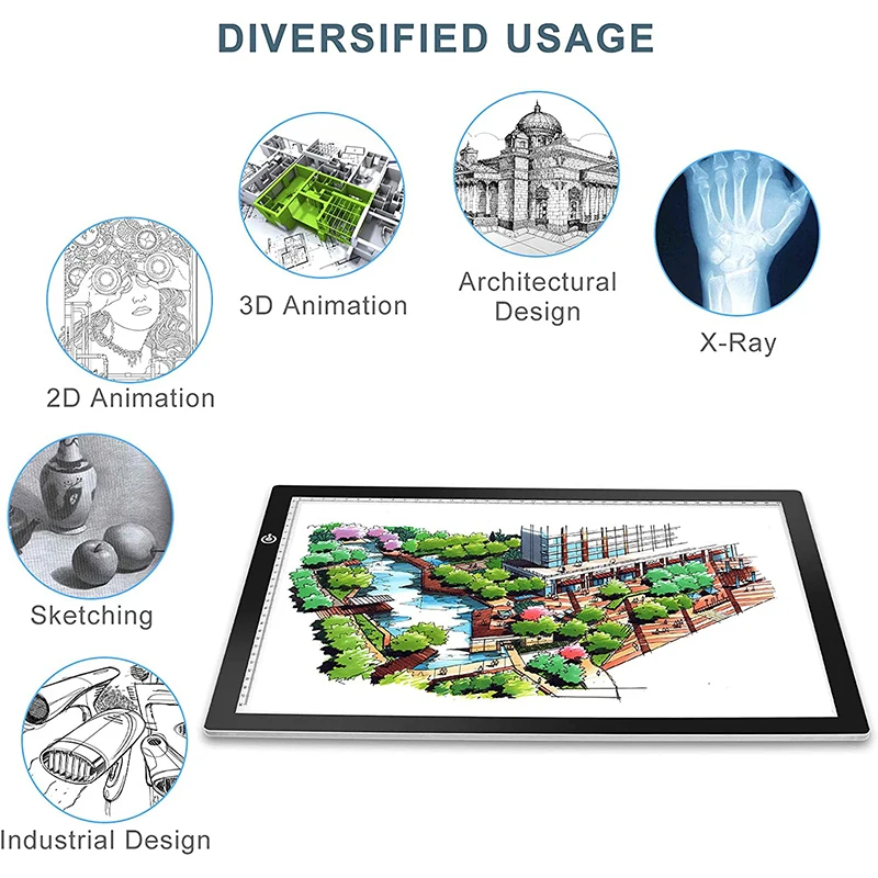 Portable LED Light Box Tracer USB Power Cable Brightness LED Tracing Light Pad for Artists Drawing