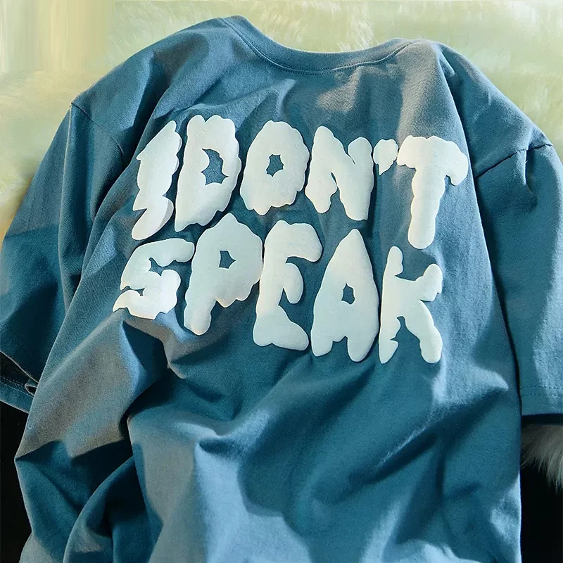 Puff Print T Shirt Acid Wash Custom Puff Print Oversized Tee 3D Puff Print Machine for T-Shirt