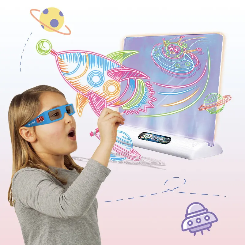 SY 2021 Educational Magic 3D Drawing Board Toy Doodle Board 3d Glass Diy Sketchpad Tablet Education Toys Drawing Toys