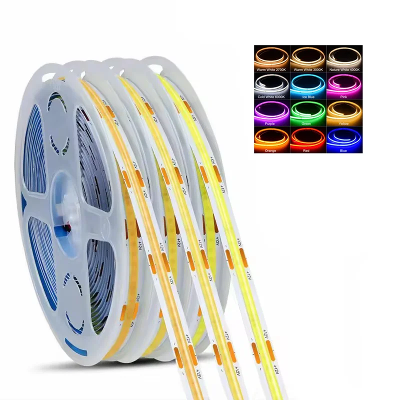 5V 12V 24V cob led strip light outdoor waterproof white red green ice blue amber pink purple rgb dimmable 110V 220V led strips