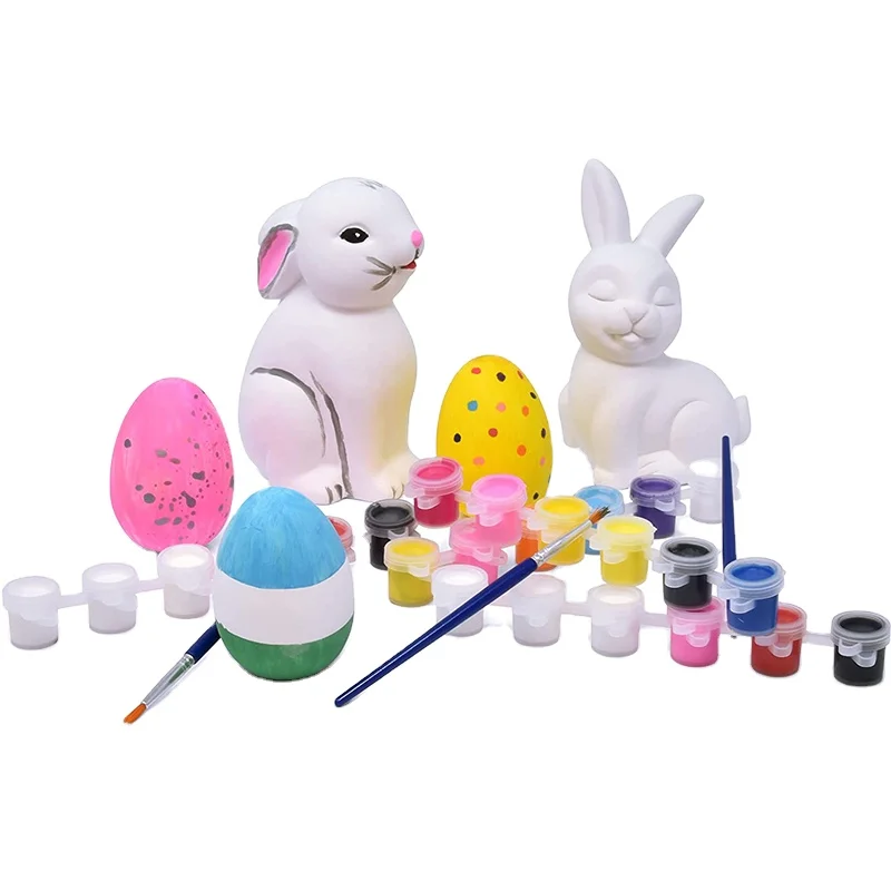 Керамические гипсовые пасхальные яйца и кролики фигурки крашеный Набор для творчества неокрашенное яйцо Кролик детей