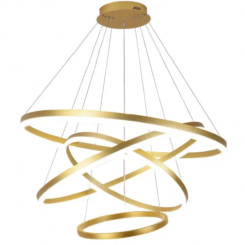 Electroplated Metal Silica Gel Strip Gold Ring 60W Pendant Lamp LED Round Pendant Lights Modern Chandeliers