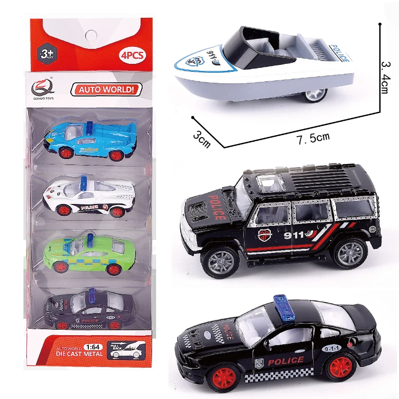 1/64 Police Series Alloy Car Kids Simulation Metal Car Toys Diecast Toy Vehicle