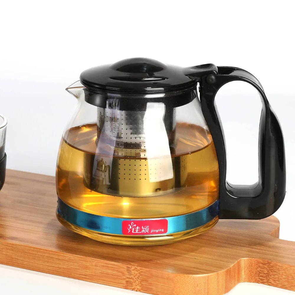 Factory OEM glass teapot with strainer Customized LOGO baked glass teapot