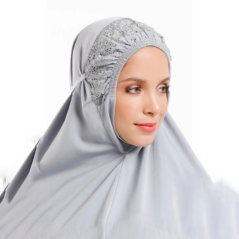 High Quality Crepe Jazz Women Muslim Islamic Clothing Hijab Dress 2 Piece Set Abaya 2 Layers Khimar Jilbab Prayer Set