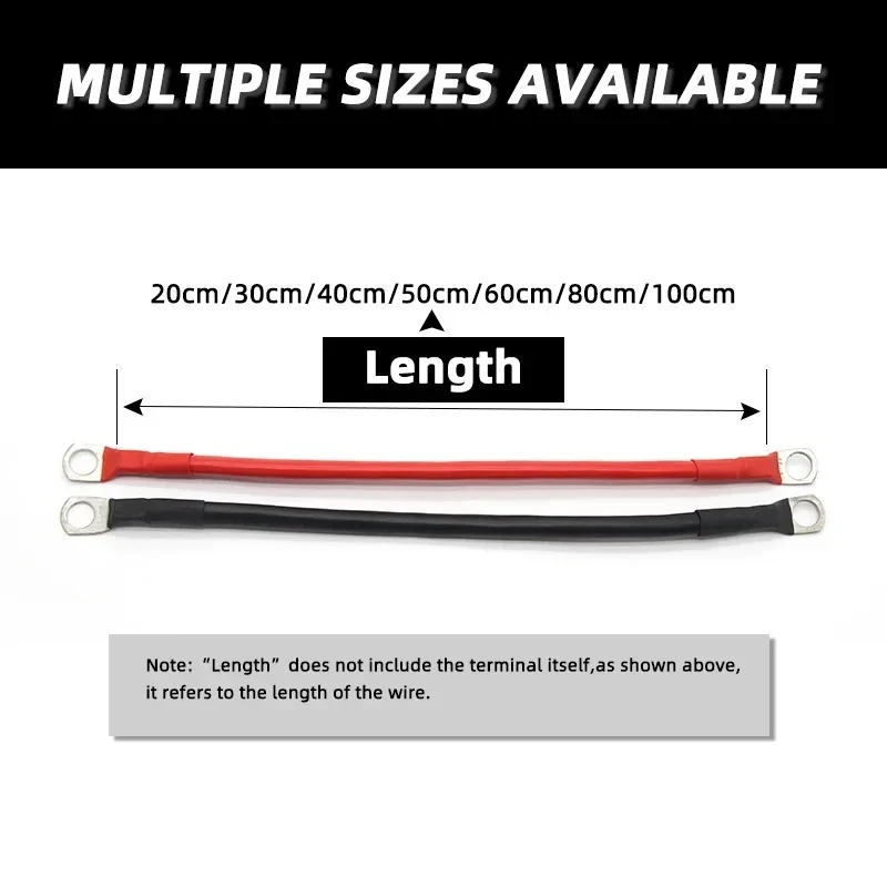 Battery Inverter Connection Cable Set with M8 SC Terminals 8/6/4/2 AWG 10/16/25/35mm2 UPS Wire  Copper Core Tin-plated Lug