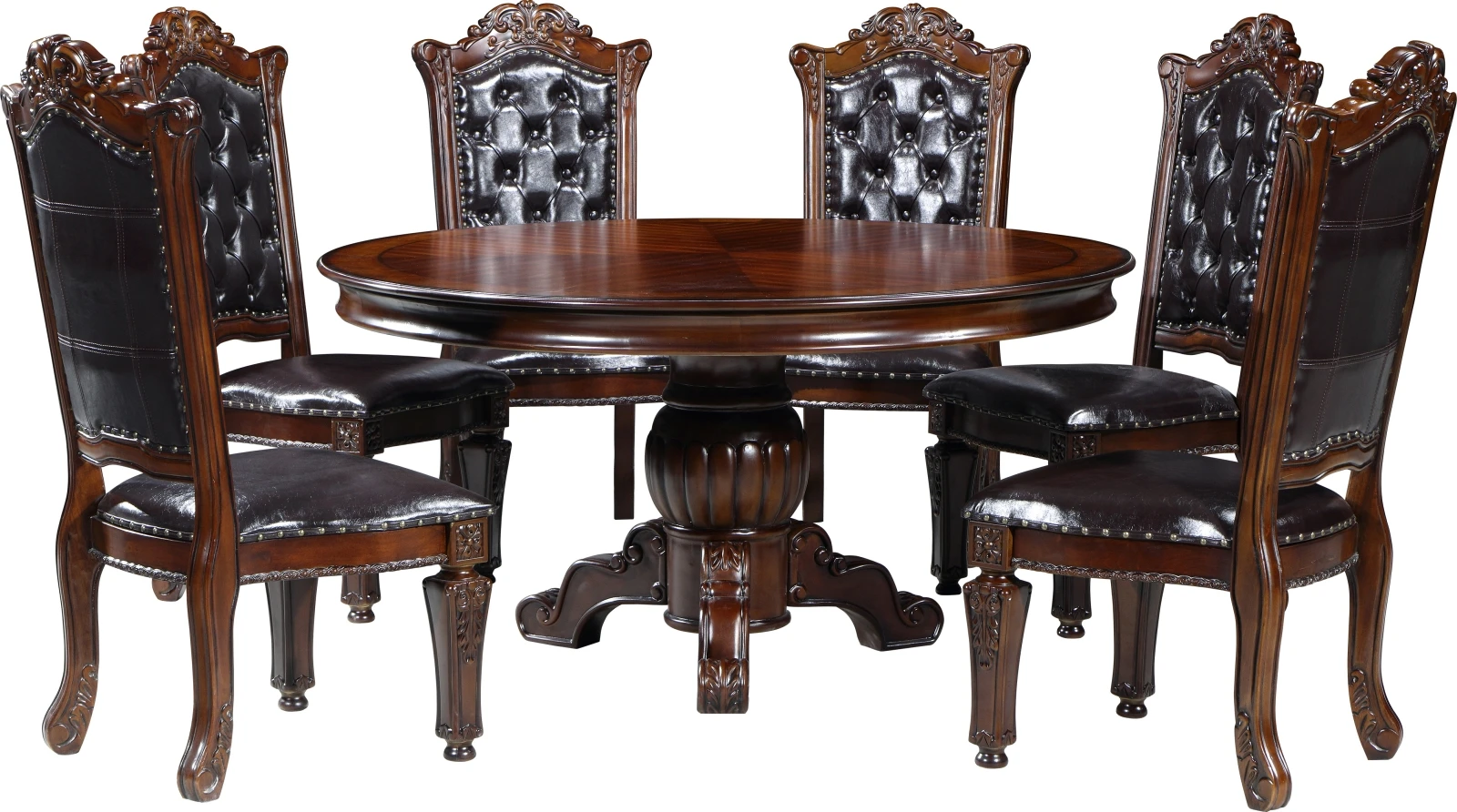 Classic Luxury Wooden Round Dining Table with Chair Dining Room Set Furniture Home Furniture Modern Solid Wood Dinning Table