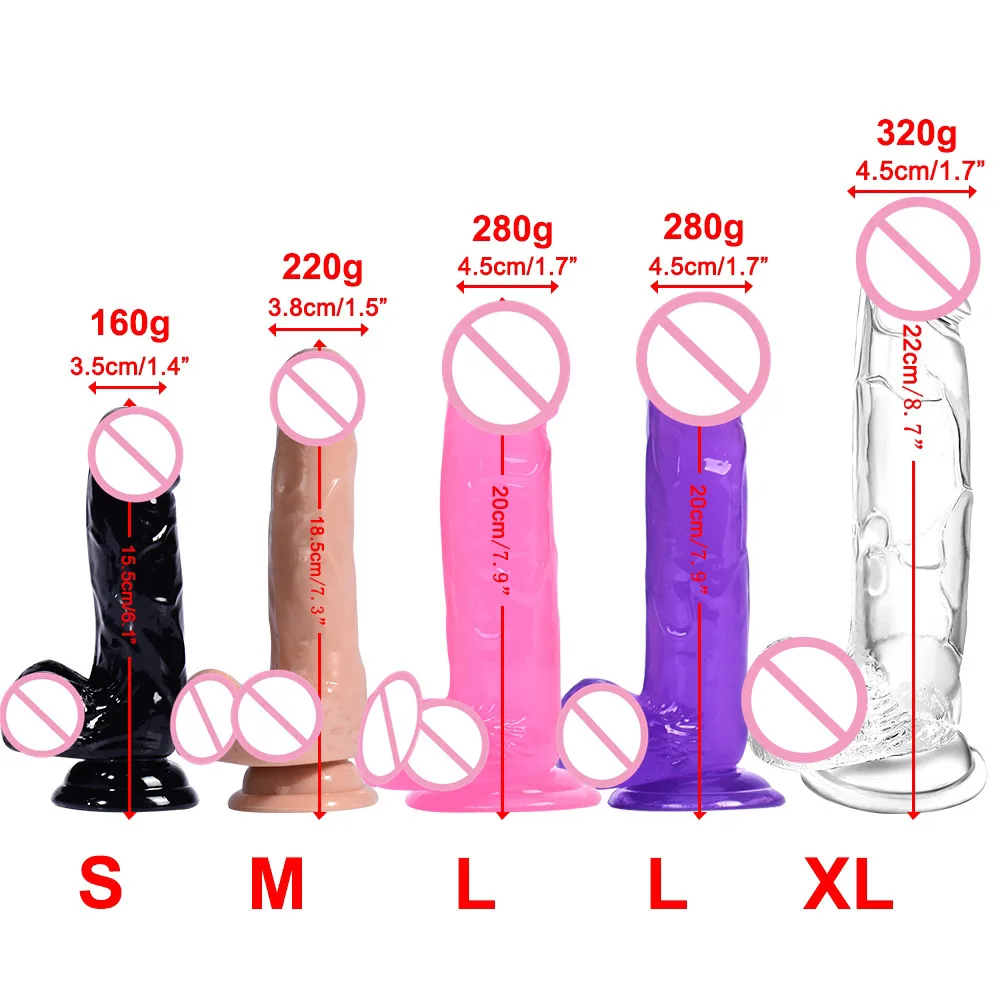 Huge Realistic Dildo With Balls Big Female Masturbation Different Inch Jelly for Women Suction Cup Crystal
