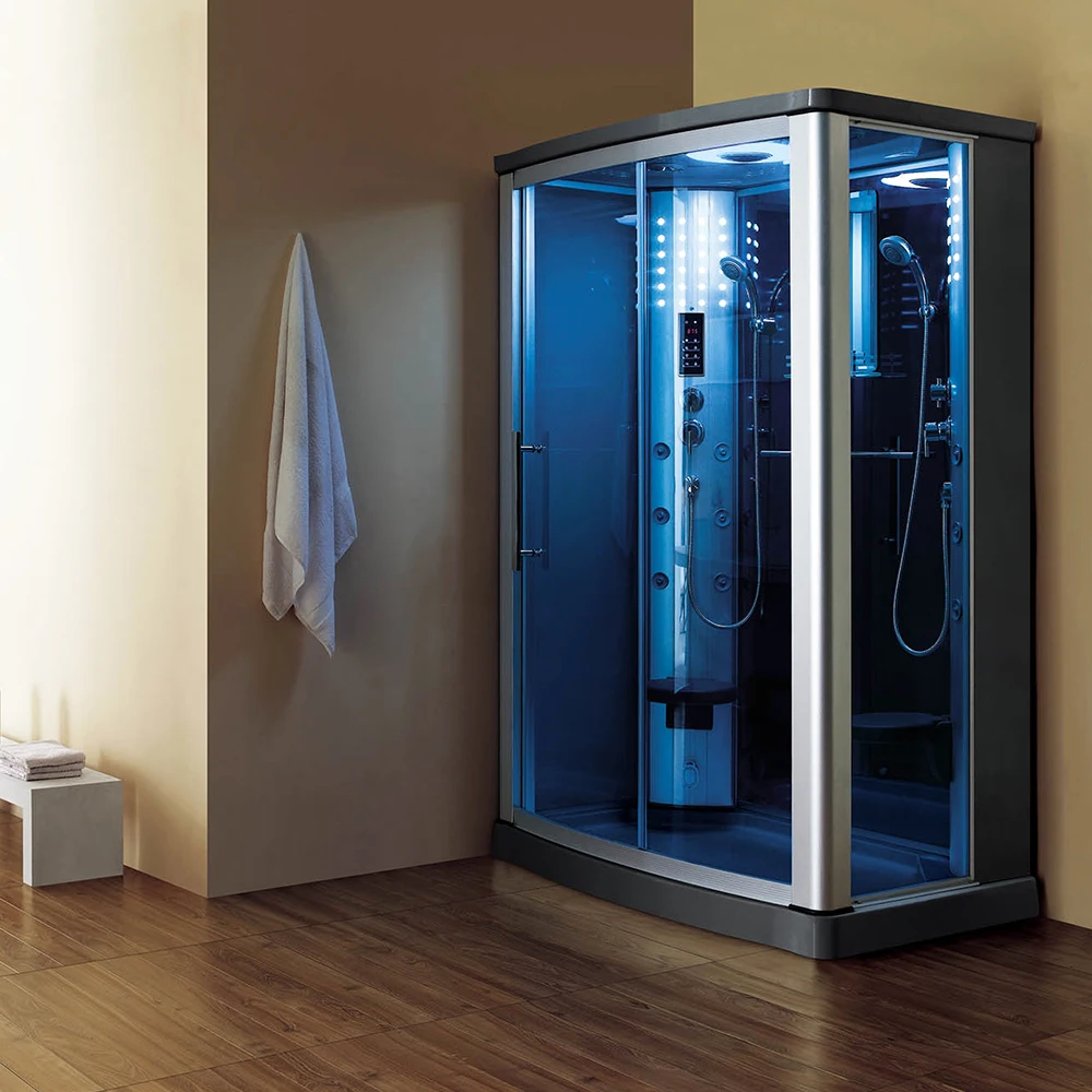 Bathroom aluminum profile tempered glass sliding door massage bath for 2 person simple dubai girl computer wet steam shower room