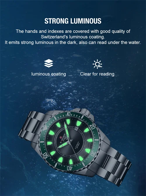NAVIFORCE 1004 SGNB модные часы из нержавеющей стали 10ATM водонепроницаемые наручные Мужские автоматические механические повседневные
